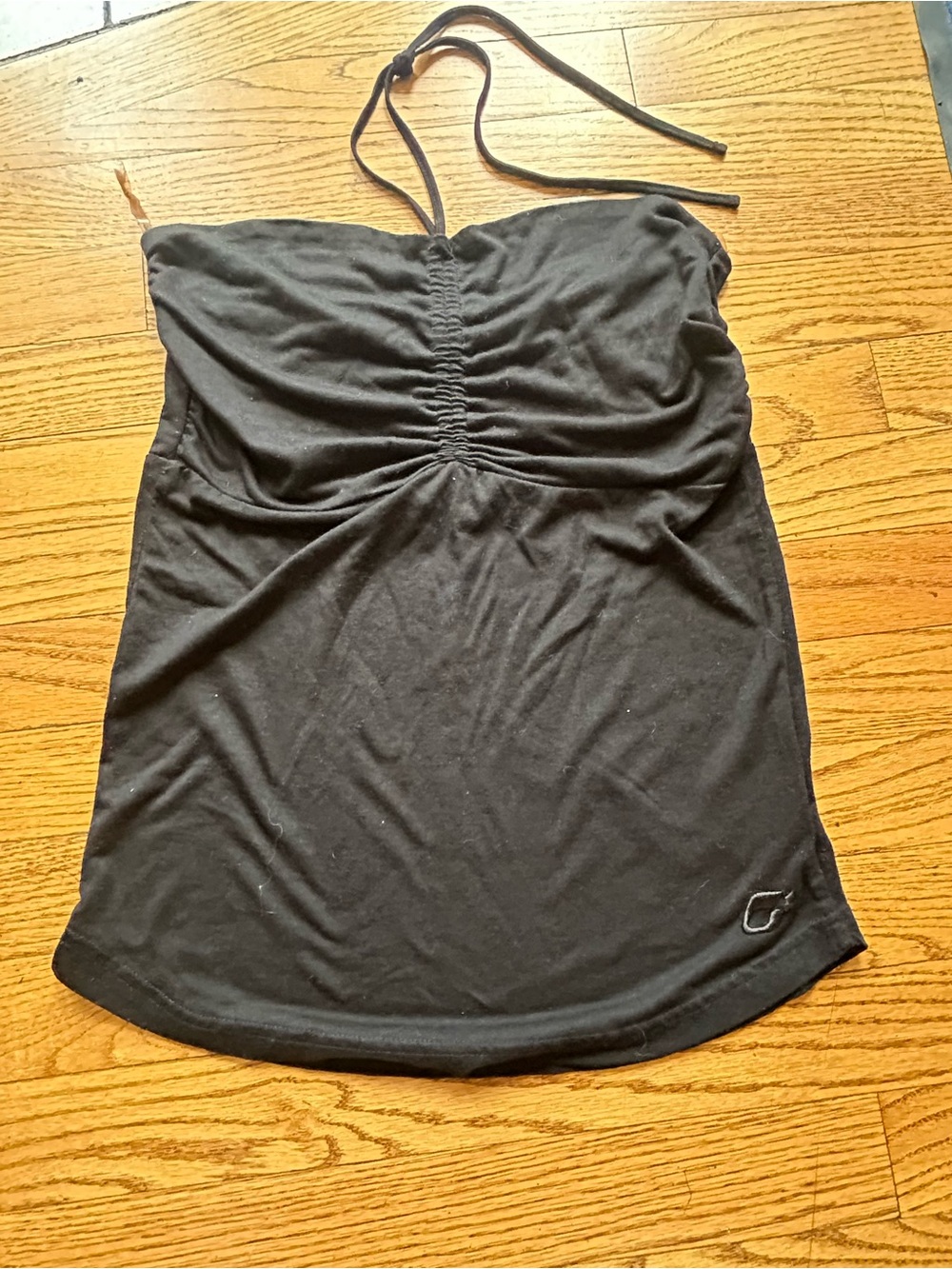 3/$25 Black Women's Halter Ruched Tank Top